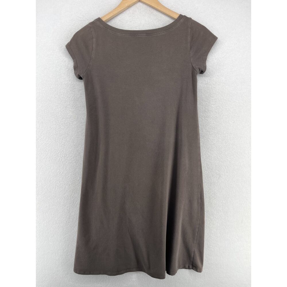 EILEEN FISHER Dress PP Organic Cotton Stretch Jersey T-Shirt Cap Sleeve Brown - Picture 3 of 13